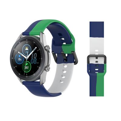 China Newest 22mm Silicone Strap Sports Rubber Tricolor 20mm Watch Band For Samsung Galaxy Watch 3 for sale