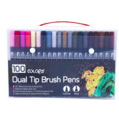 China Hot Sales Drawing 100 Color Marker Pens With Black Barrel Brush Markers Pen for sale