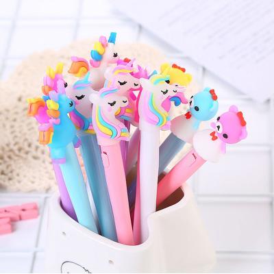 China Pen Promotional Stationery Cartoon Cute Kawaii Gel LED Black Ink Plastic Ball Pens for sale