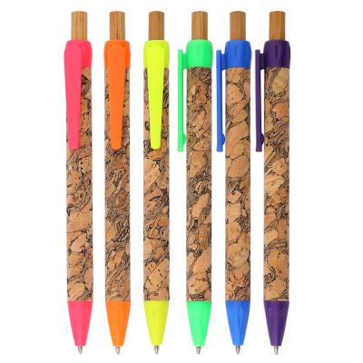 China Cork Pen Cork ballpoint pen + wheat straw material accessories, environmental protection ballpoint pen for sale