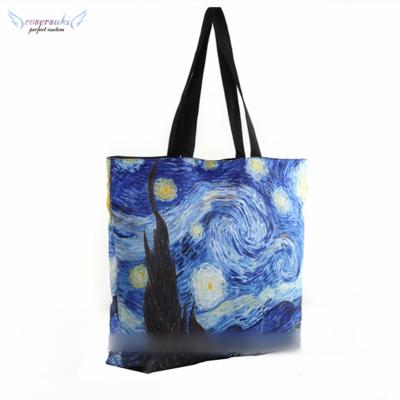 China Preppy Style The Starry Night Van Gogh Shoulder Bag Printing Reusable Shopping Bags for sale