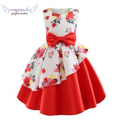 China New Girls' Bathrobe Girls' Dresses Irregular Skirts Printed Children's Dresses Bow Suit For Halloween Costume for sale