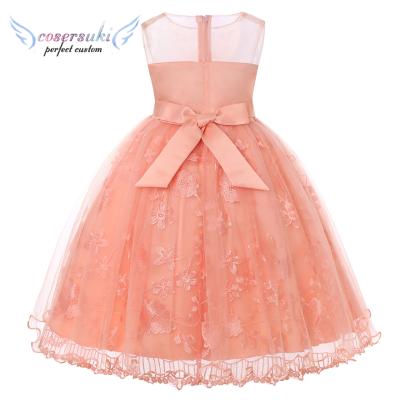 China Girls Party Lace Princess Skirt Bridesmaid Mesh Tutu Skirt Kids Embroidery Dress Skirt for sale