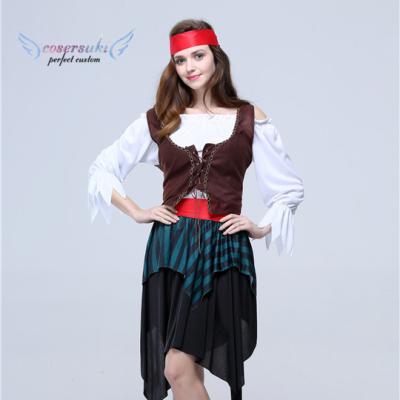 China Halloween Jack Pirate Cosplay Costume Adult Female Caribbean Dress Celebration Costume for sale