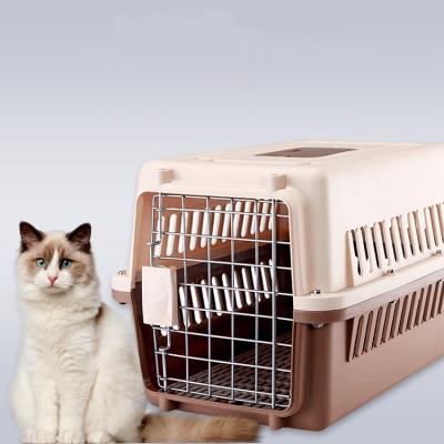 China Meeno Travel Pet Carrier Plastic Breathable Transport Crate Portable Pet Air Box for sale