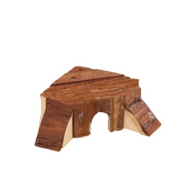 China Breathable Hamster Supplies Wooden House Double Ladder Room Small Solid Wood Hamster Toy for sale