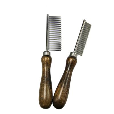 China 2021 Sustainable Pets Grooming Tool Kit Pet Grooming Comb For Dogs Cats One Side Walnut for sale