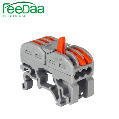 China Power 311 Terminal Block Wire Connector Fast Splicing Connection Din Rail Instead 2.5B Lowest Price 3 Holes UK Press for sale