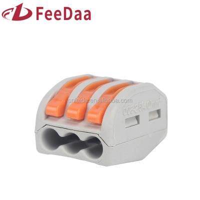 China Factory original color FDWAGO 3way power 222-413 compact splicing terminal block connector transparent nut lever replace for sale