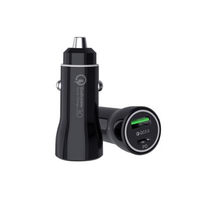 China QC3.0 Dual USB+PD Dual Port Electric Car Charger Car Dual Port Charger For Mobile Phone for sale