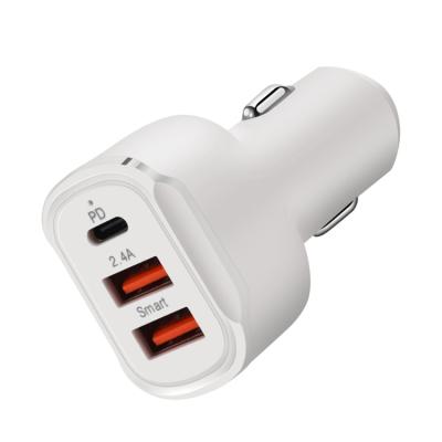 China Universal Type-C 3 2.4A Palladium Charger Fast Car Mobile Phone Charger Mobile Phone Left Adapter New for sale