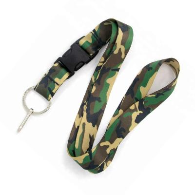 China Promotion high quality no minimum heat transfer army polyester military uniform logo sublimation printed custom camo camo lanyard for sale