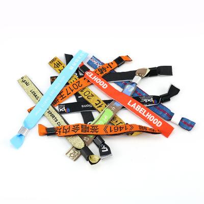 China Custom Wristband Plain Polyester Woven Fabric Elastic Custom Wristband Best Price Promotion Sublimation Festival Event Wrist Band for sale