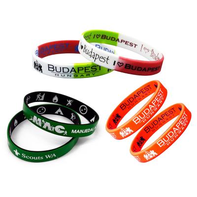 China High Quality Environmental Friendly Custom Recycled Single Layer Silicone Rubber Wristband Customized Logo Printing Double Layer Silicon Wristband for sale