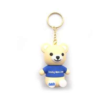 China Trending New Environmentally Friendly Products Customized Cute Animal Logo Custom 3d Doll Soft PVC Keychain Rubber Soft Keychain Bear for sale