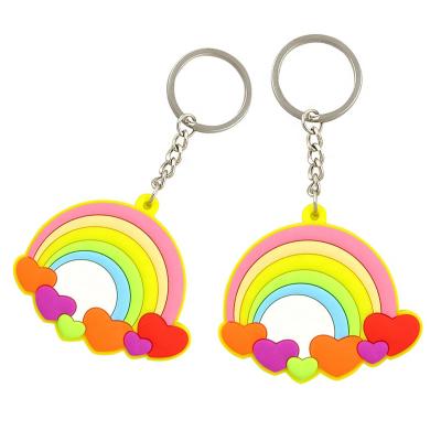 China New Design Bulk Environmental Friendly Wholesale Custom Shaped Mini Sun 3d Keychain Cute Silicone Rainbow Color Silicone PVC Rubber Key Chain for sale