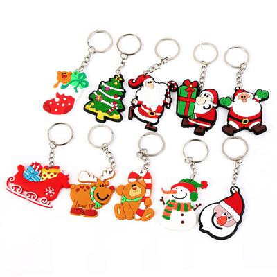 China Environmentally Friendly Promotional Custom Made Christmas Tree Sled Rubber Boots Support Keychain 3d Christmas Gifts Silicone Key Chain PVC Santa Claus Deer for sale