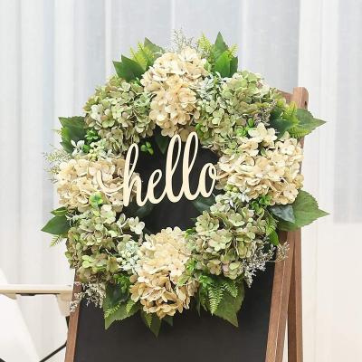 China New Pattern Modern Custom Artificial Spring and Summer Hydrangea Wreath Hanging Wreath Hydrangea Wreath Decoration for sale