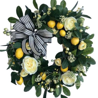 China European and American style fabric lemon yellow rose garland factory weaving decorative garland for sale