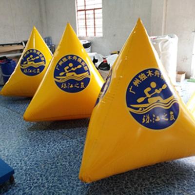 China 0.6 Inflatable Water Event Pyramid Pipe Water Floating PVC Mesh Fabric Marker Beacon Inflatable Floating Buoys For Sale for sale