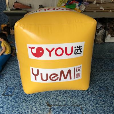 China 0.6 Triathlon Customized PVC Mesh Fabric Water Floating Seats Floating Cube Inflatable PVC Water Cube Top Buoy for sale