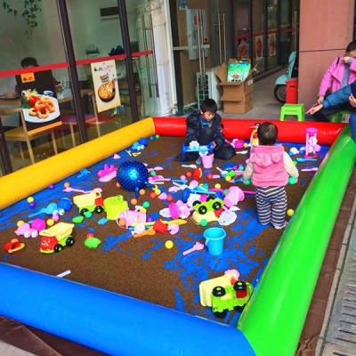 China Clip 0.6PVC Mesh Children's Pool Square Chamfered Two Color Splicing Inflatable Swimming Pool for sale