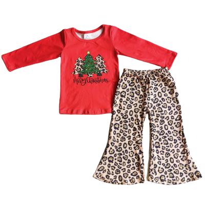 China Formal Babies Clothes Red Bell Bottom Long Sleeve Pants With Three Lessons Christmas Tree for sale