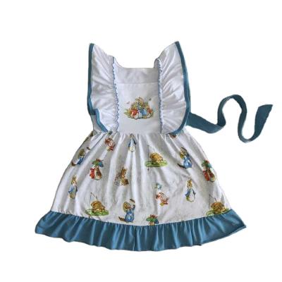 China High Quality Easter Baby Clothes Girlymax Bunny Blue Lace White Dress Children Formal Summer Clothing for sale