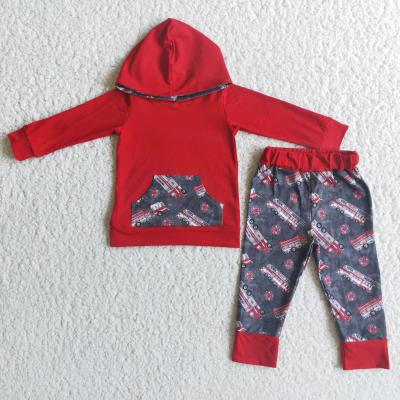 China Baby Boy Formal Clothes Hooded Top With Red Hat Sweater 2 Piece Boy Boutique Outfits for sale