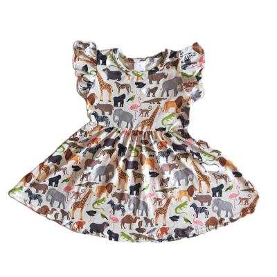 China Formal Babies Summer Wear Fashion Sleeveless Dresses White Animals Print Boutique Toddler Girl Wear Dresses for sale