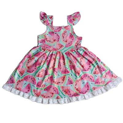 China Formal Babies Summer Wear Fashion Sleeveless Dresses Girls Watermelon Rose Print Boutique Toddler Girl Wear Dresses for sale