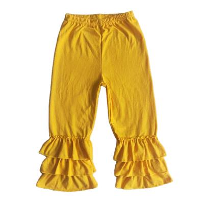 China Directly 2022 New Fashion Hot Sale Infant Kids Baby Use Clothing Girl Milk Silk Yellow Diapers Three Ruffles Pants for sale