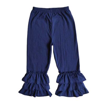 China Directly 2022 New Fashion Hot Sale Infant Kids Baby Wear Clothes Girl Milk Silk Navy Three Layers Ruffles Pants for sale