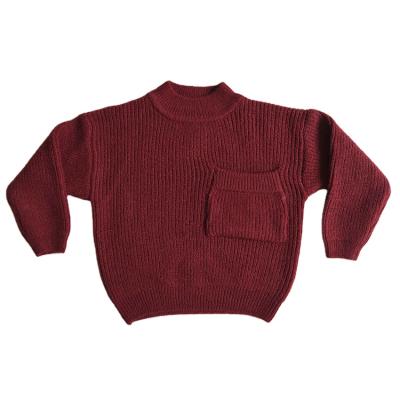 China Wholesale Breathable Baby Wear Claret-Red Coat Clothes Winter Toddler Kids Boutique Children Infant Spring Autumn Pocket Sweater for sale