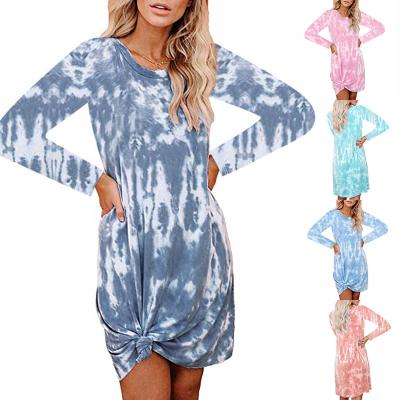 China New Style Print Long Sleeve Dress Wholesale Breathable Round Neck Casual Dresses for sale