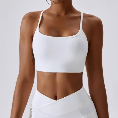 China Sweat-Wicking 2023 Factory Custom Sports Fitness Gym Quick Dry Comfortable Backless Cross Strap Yoga Top Bra for sale