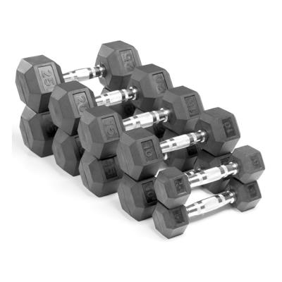 China Wholesale Professional Cheap Home Use China Gym Equipment Bodybuilding Fitness Weights Rubber Iron Hex Hex Dumbbells Kg Set for sale