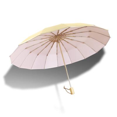 China Japandi Lingshicha 16 Bone Folding Umbrella Dual Function Umbrella Men And Women Parasol Super UV Umbrella for sale