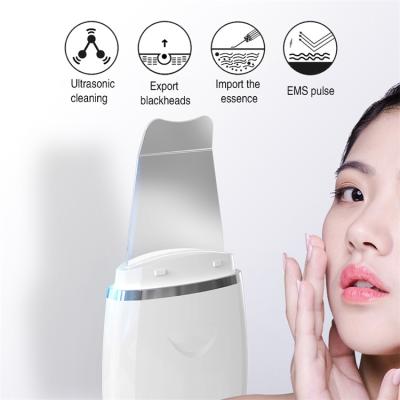 China Portable Ultrasonic Facial Skin Scrubber Skin Remover Blackhead Acne Treatment Detergent Face Massager Deep Cleansing Vibrator Machines Face for sale