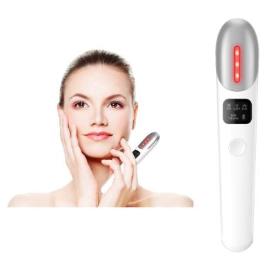 China Anti-Puffiness Pen Design Mini Eye Wrinkle EMS Micro-Current Anti Aging Pulse Remover Eye Relax Massager Heating for sale