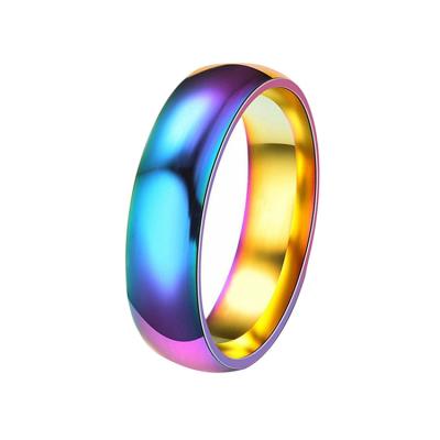 China Fashion Stainless Steel Rainbow Color Rings Lesbian Wedding Rings For Women Men Jewelry for sale