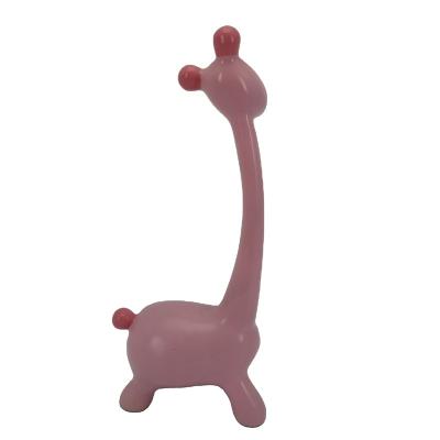 China Europe Resin Craft Lovely Pink Deer Cartoon Deer Eco-friendly Figurine For Decoration Home Office Decor Fairy Tale for sale