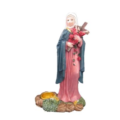 China ODM and OEM Religious Resin Activities Crafts Maria Figurine Religious Candlestick for Religious Decoration for sale