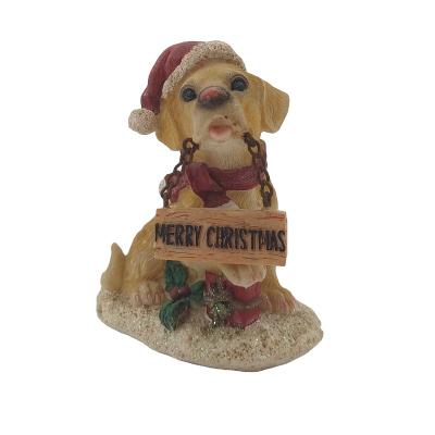 China Worlwide Customized Hanging Dog Ornament Poly-Resin Christmas Dog With Signal Christmas Use for sale