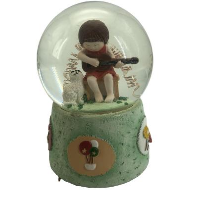 China Europe Polyresin Music Snow Globe With Light For Souvenir Home Decor for sale