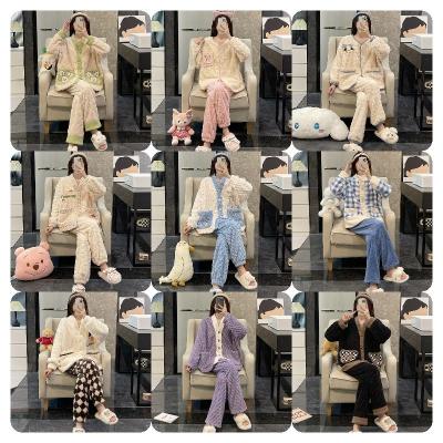 China Autumn And Winter Flannel New Coral Velvet Pajamas Women's Long Sleeve Candy QUICK DRY cute Princess Style Homewear Suit various je for sale