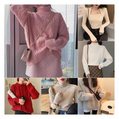 China Anti-wrinkle round neck women's sweater, two color patchwork knitted sweater, fashion women complements pullover sweater for women various inventions for sale