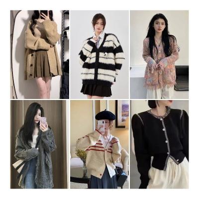 China Custom Anti-Wrinkle Sleeve Cardigan Knitted Sweater Women Autumn Winter Long Sleeve Solid 2023 Sweaters Coat and Jackets WomenMiscellaneous for sale