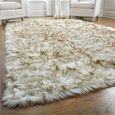 China 5*7ft Round Customized White Square Rabbit Fur Blanket Faux Fur Blankets Soft Sheepskin Carpet Modern For Room for sale