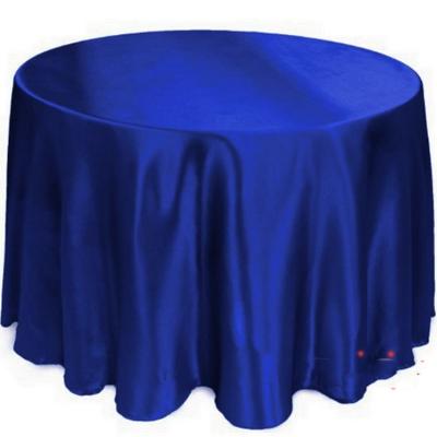 China High Quality Oilproof Royal Blue Indelible Satin Plain Round Table Cloth Wedding Table Cloths for sale